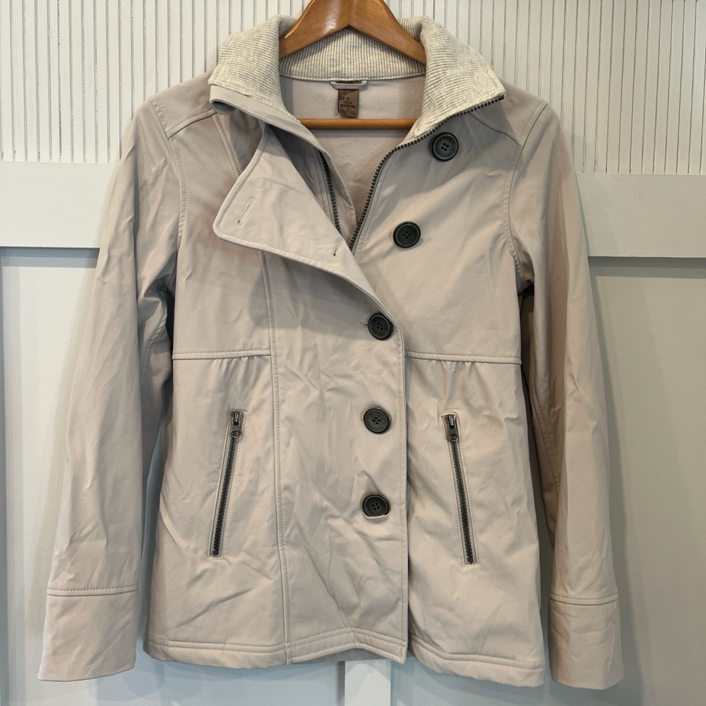 Prana Light Tan Pea Coat with Cream Collar